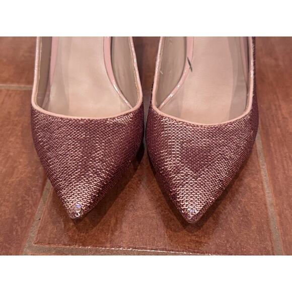 Aldo Rose Gold Pink Sparkly Sequined Stessy High Heels Dressy Elegant Size 8.5 - Picture 7 of 8